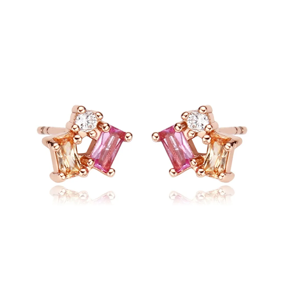 1 Pair Elegant Simple Style Geometric Square Rectangle Plating Inlay Copper Zircon Ear Studs display picture 8
