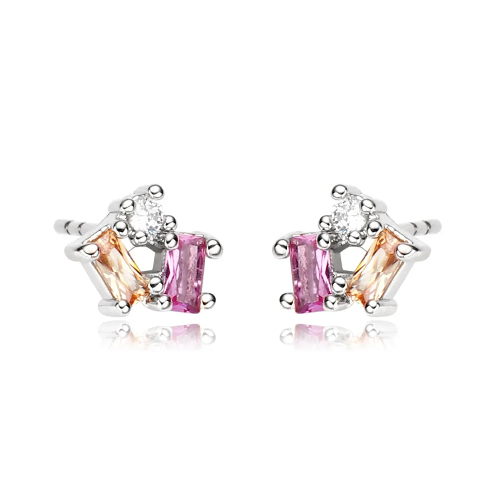 1 Pair Elegant Simple Style Geometric Square Rectangle Plating Inlay Copper Zircon Ear Studs display picture 7