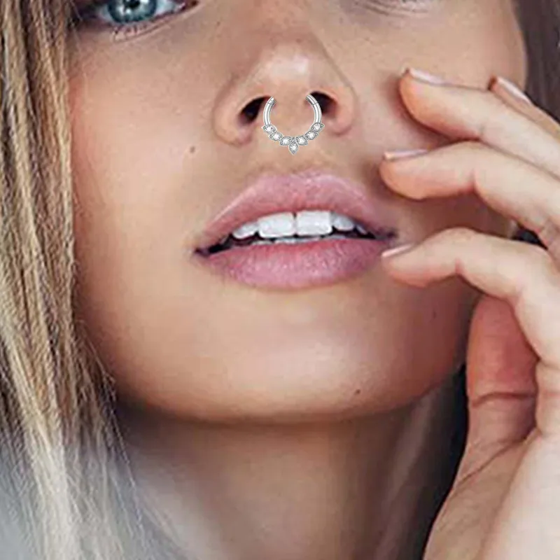 Casual Simple Style Classic Style Geometric Pure Titanium Titanium Alloy Plating Inlay Zircon 14K Gold Plated White Gold Plated Unisex Nose Ring display picture 10