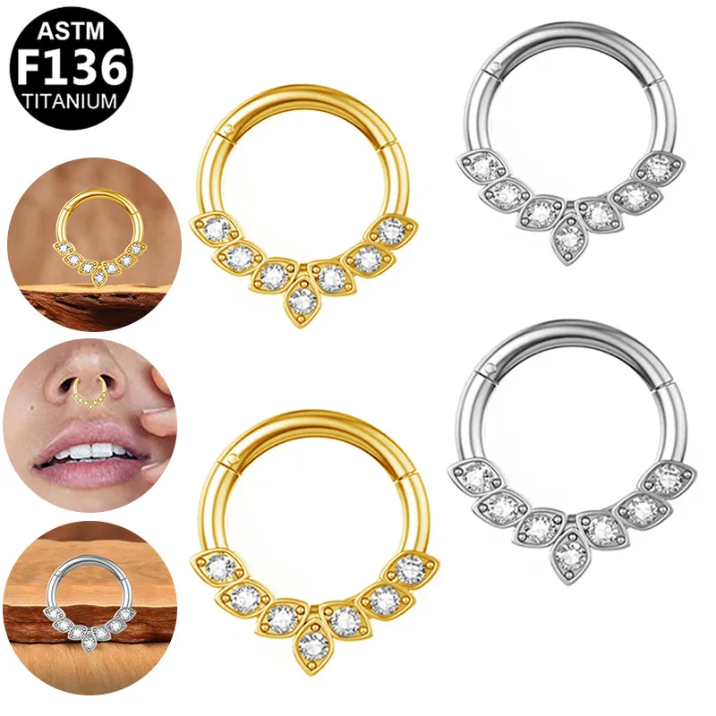 Casual Simple Style Classic Style Geometric Pure Titanium Titanium Alloy Plating Inlay Zircon 14K Gold Plated White Gold Plated Unisex Nose Ring display picture 7