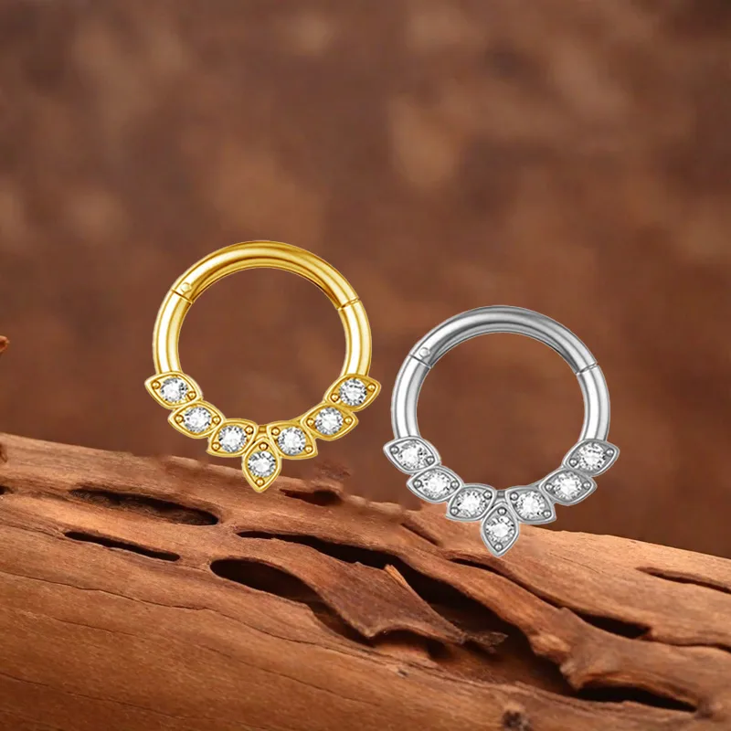 Casual Simple Style Classic Style Geometric Pure Titanium Titanium Alloy Plating Inlay Zircon 14K Gold Plated White Gold Plated Unisex Nose Ring display picture 8