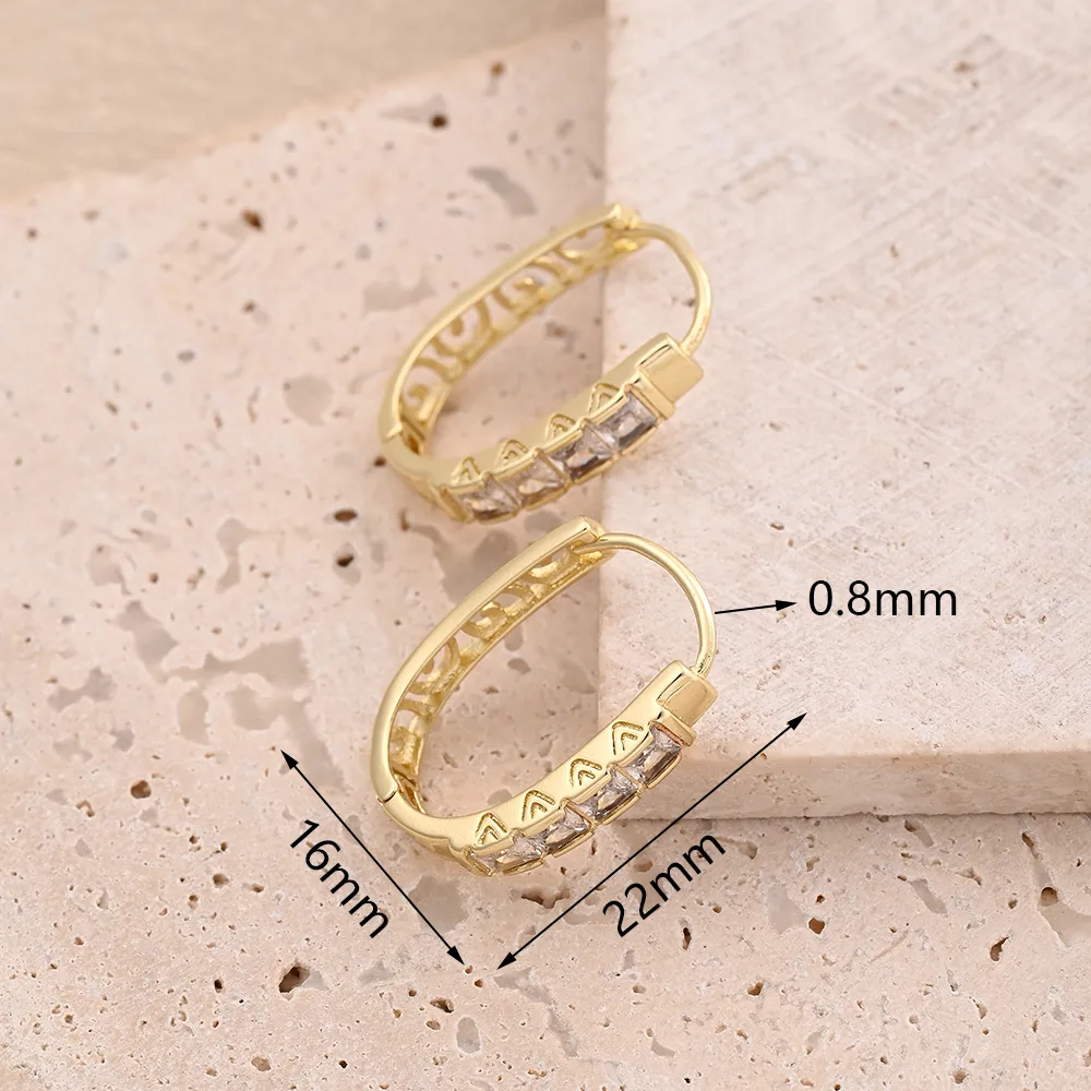 1 Pair/Package Casual Modern Style Simple Style U Shape Polishing Plating Inlay Copper Zircon 18K Gold Plated White Gold Plated Hoop Earrings Earrings display picture 3