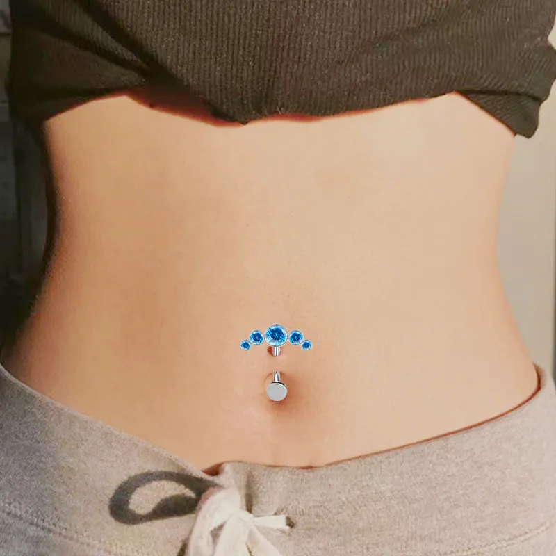 Casual Simple Style Classic Style Geometric Pure Titanium Titanium Alloy Plating Inlay Zircon White Gold Plated Unisex Belly Ring display picture 1
