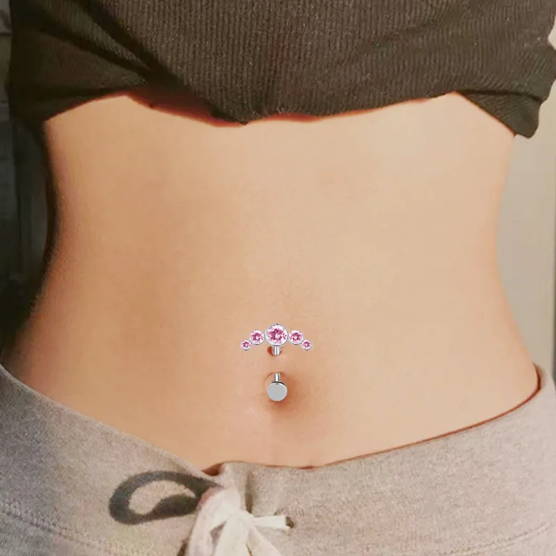Casual Simple Style Classic Style Geometric Pure Titanium Titanium Alloy Plating Inlay Zircon White Gold Plated Unisex Belly Ring display picture 3