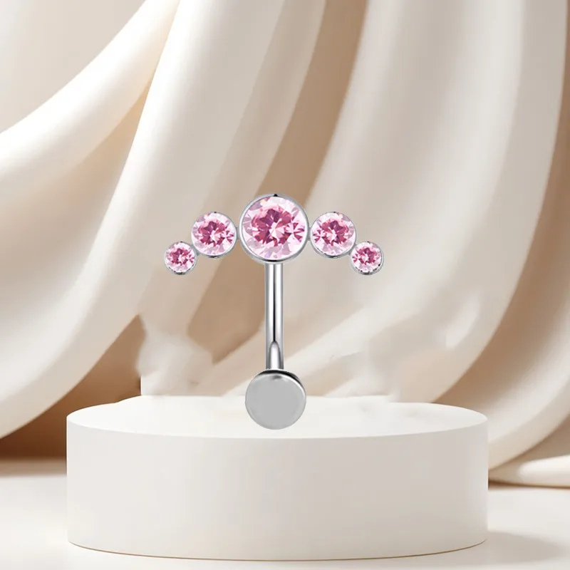 Casual Simple Style Classic Style Geometric Pure Titanium Titanium Alloy Plating Inlay Zircon White Gold Plated Unisex Belly Ring display picture 4