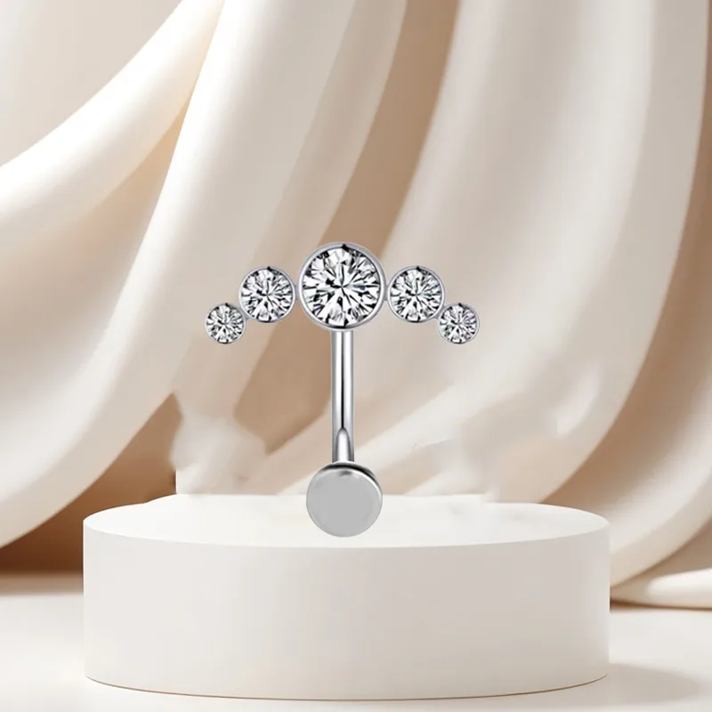 Casual Simple Style Classic Style Geometric Pure Titanium Titanium Alloy Plating Inlay Zircon White Gold Plated Unisex Belly Ring display picture 6
