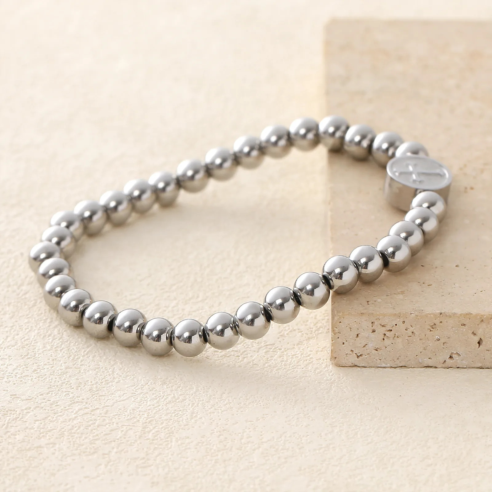 Simple Style Commute Cross 304 Stainless Steel Beaded Unisex Bracelets display picture 4