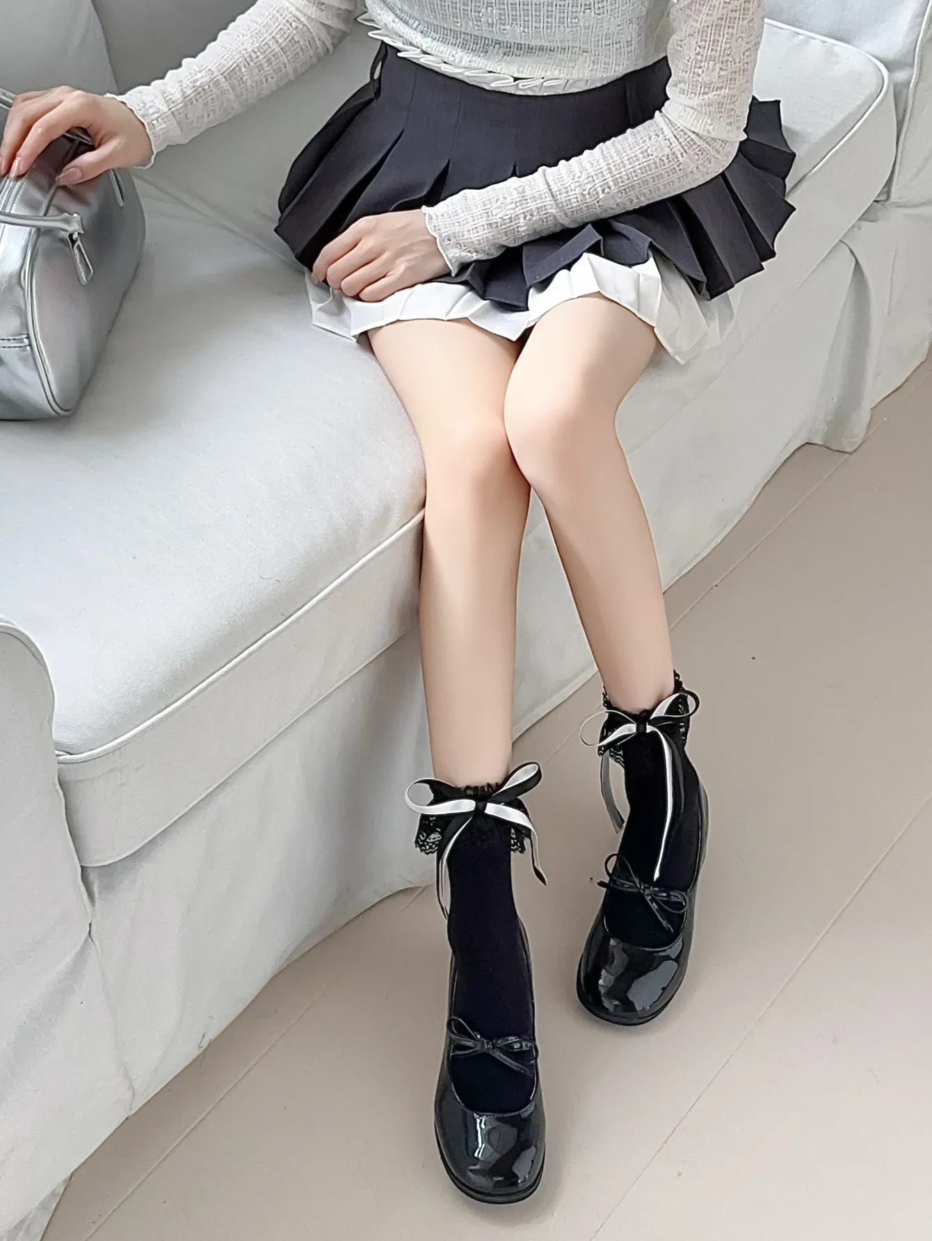 Women's Cute Sweet Solid Color Lace Cotton Appliques Crew Socks 1 Piece display picture 6