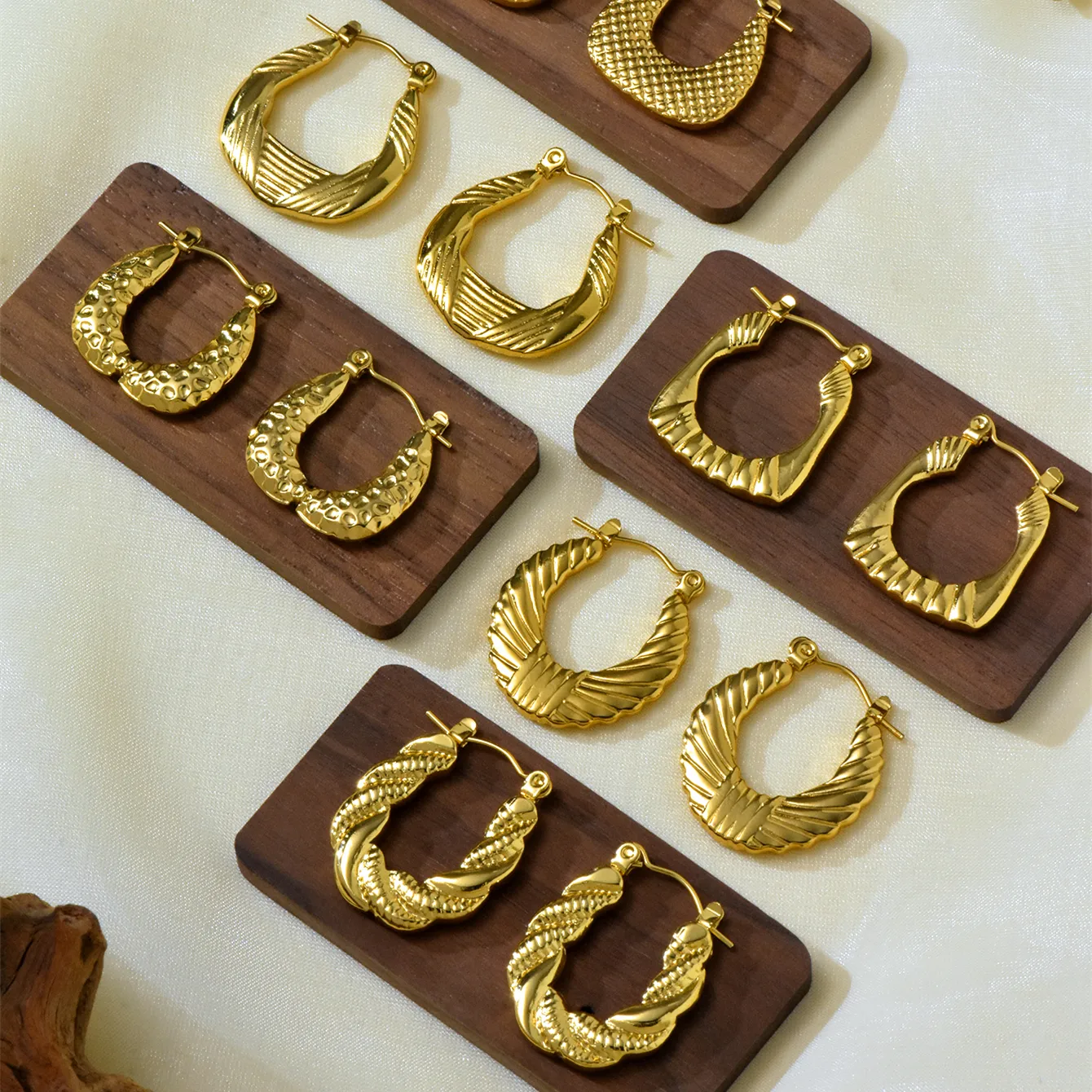 1 Pair 6 Pairs Elegant Irregular Asymmetrical 304 Stainless Steel 18K Gold Plated Earrings display picture 3