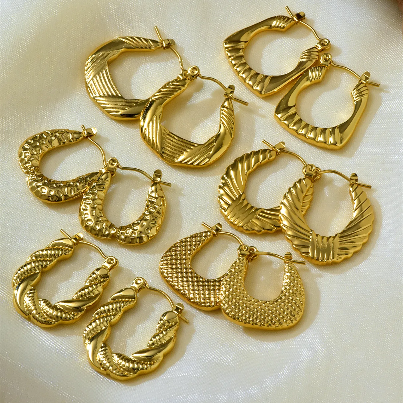 1 Pair 6 Pairs Elegant Irregular Asymmetrical 304 Stainless Steel 18K Gold Plated Earrings display picture 1