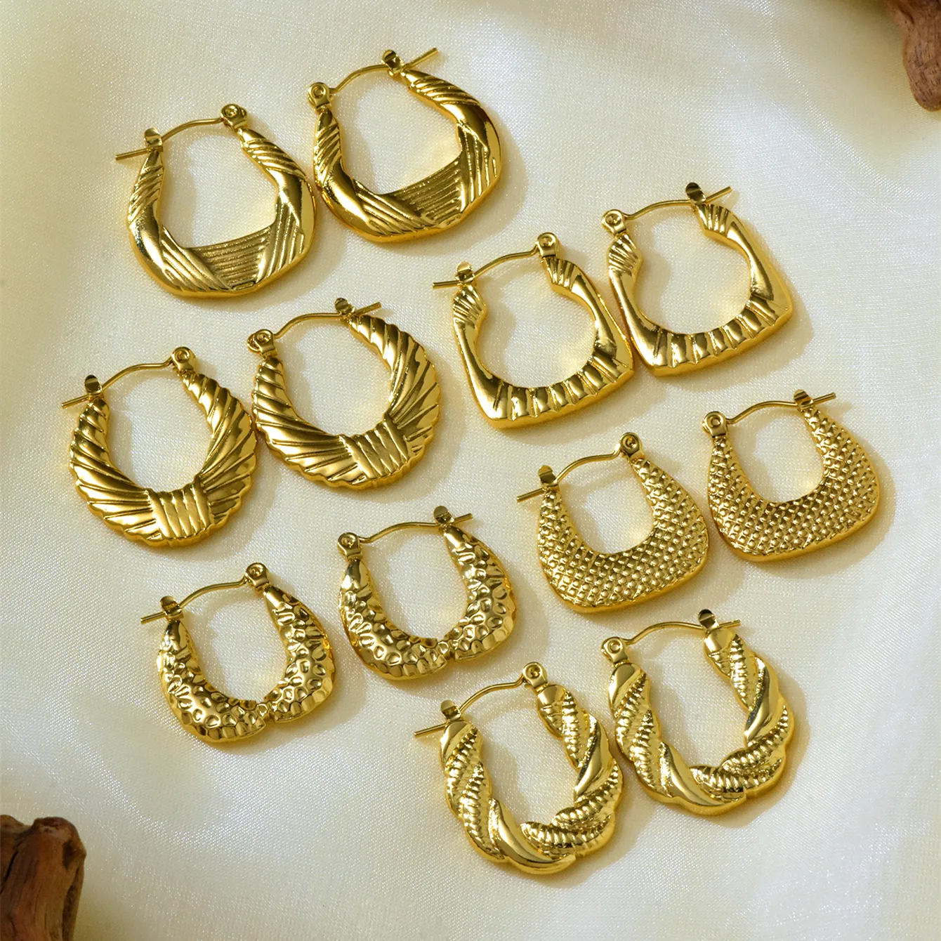 1 Pair 6 Pairs Elegant Irregular Asymmetrical 304 Stainless Steel 18K Gold Plated Earrings display picture 4