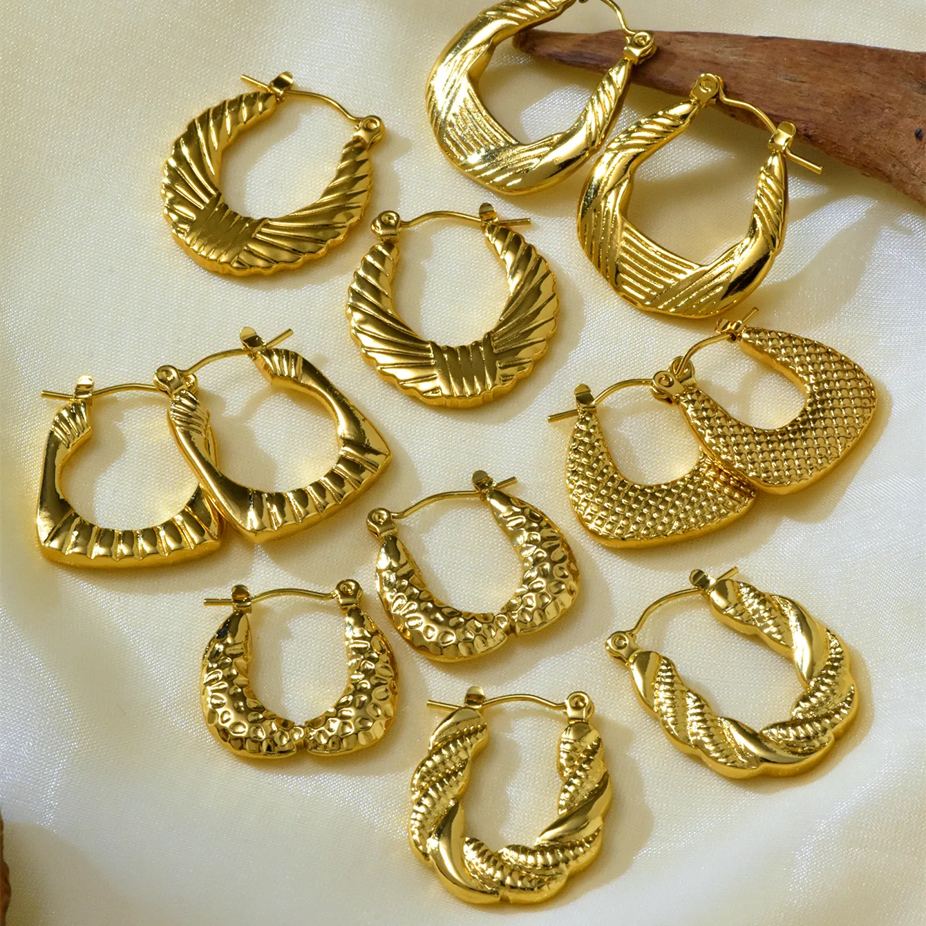 1 Pair 6 Pairs Elegant Irregular Asymmetrical 304 Stainless Steel 18K Gold Plated Earrings display picture 5
