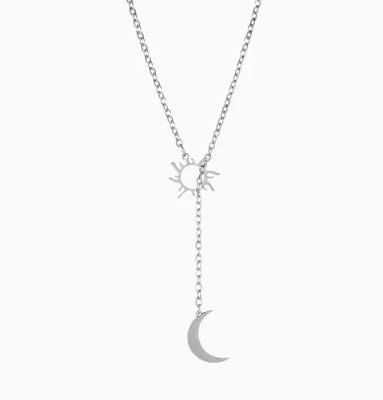 Simple Style Classic Style Sun Moon Stainless Steel Women's Long Necklace display picture 2