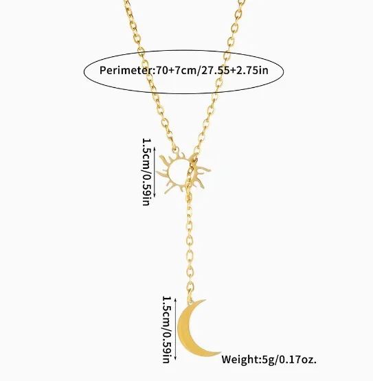 Simple Style Classic Style Sun Moon Stainless Steel Women's Long Necklace display picture 1