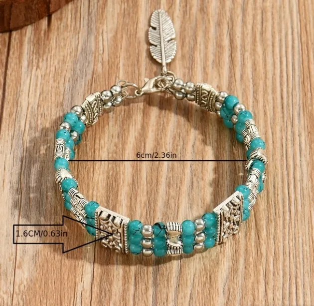Bohemian Totem Feather Alloy Resin Unisex Bracelets display picture 3
