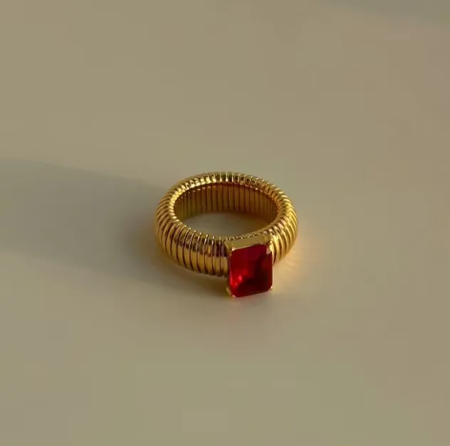 Vintage Style Classic Style Geometric Solid Color 304 Stainless Steel Plating Inlay Zircon 18K Gold Plated Women's Rings display picture 1