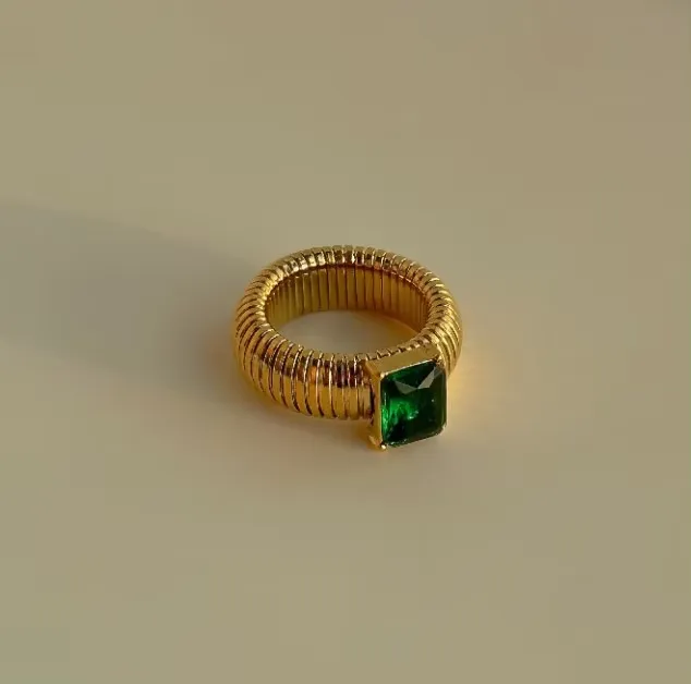 Vintage Style Classic Style Geometric Solid Color 304 Stainless Steel Plating Inlay Zircon 18K Gold Plated Women's Rings display picture 3