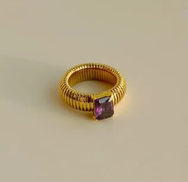 Vintage Style Classic Style Geometric Solid Color 304 Stainless Steel Plating Inlay Zircon 18K Gold Plated Women's Rings display picture 7