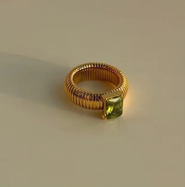 Vintage Style Classic Style Geometric Solid Color 304 Stainless Steel Plating Inlay Zircon 18K Gold Plated Women's Rings display picture 6