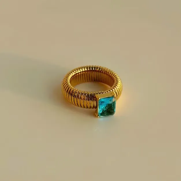 Vintage Style Classic Style Geometric Solid Color 304 Stainless Steel Plating Inlay Zircon 18K Gold Plated Women's Rings display picture 2