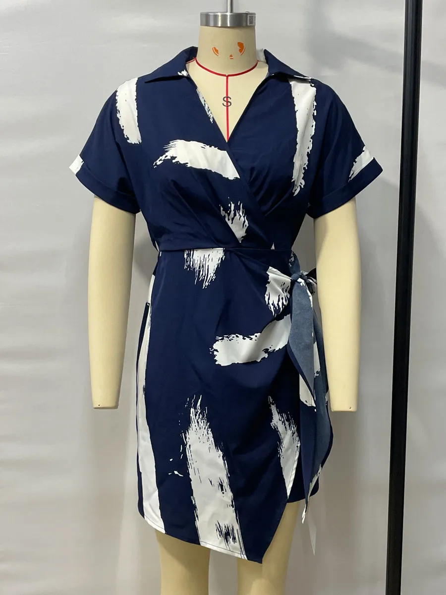 Women's Bandage Dress Casual Elegant Simple Style V Neck Short Sleeve Stripe Above Knee Outdoor display picture 5