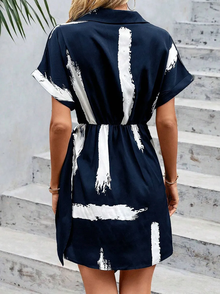 Women's Bandage Dress Casual Elegant Simple Style V Neck Short Sleeve Stripe Above Knee Outdoor display picture 4