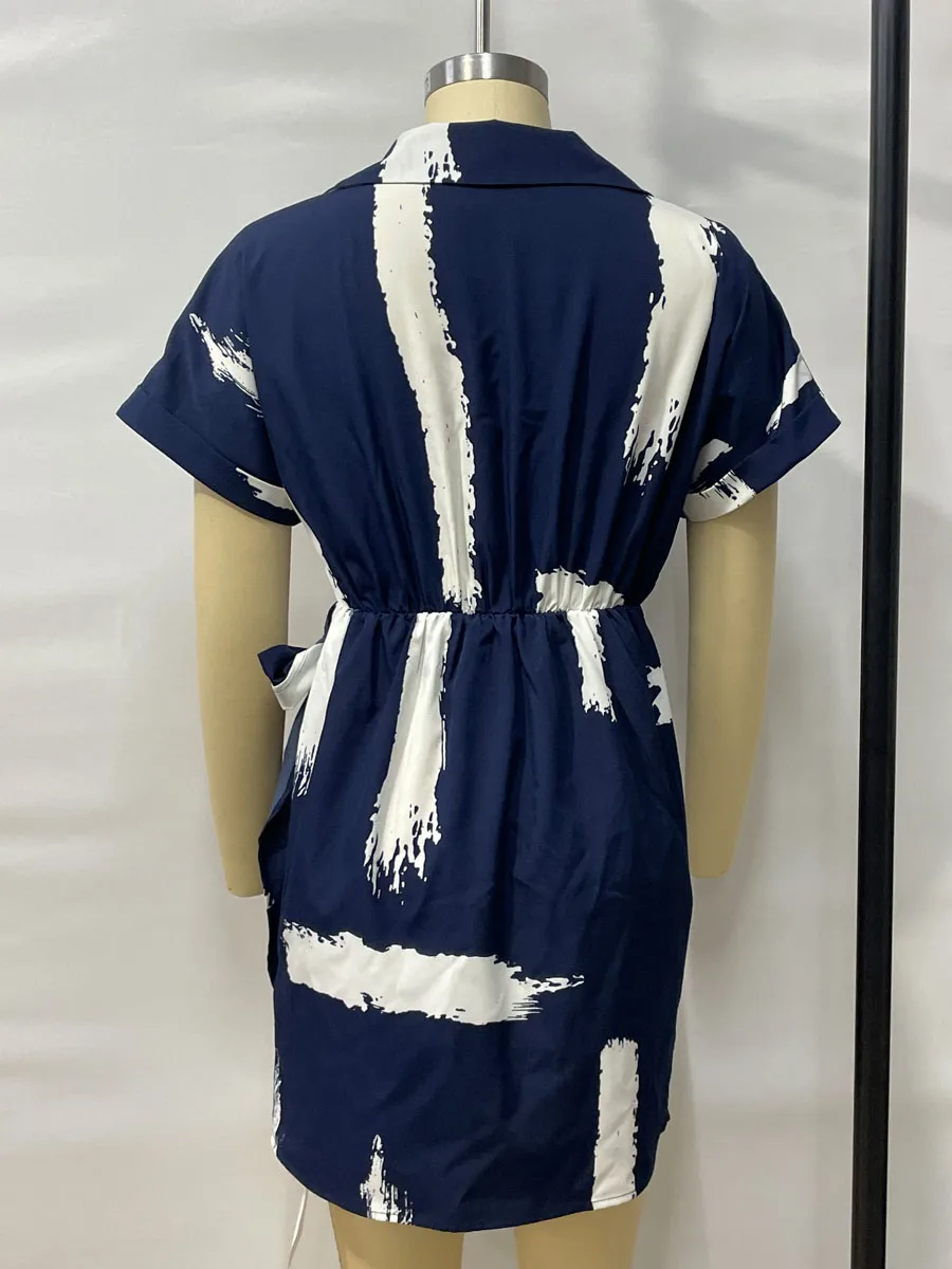 Women's Bandage Dress Casual Elegant Simple Style V Neck Short Sleeve Stripe Above Knee Outdoor display picture 7