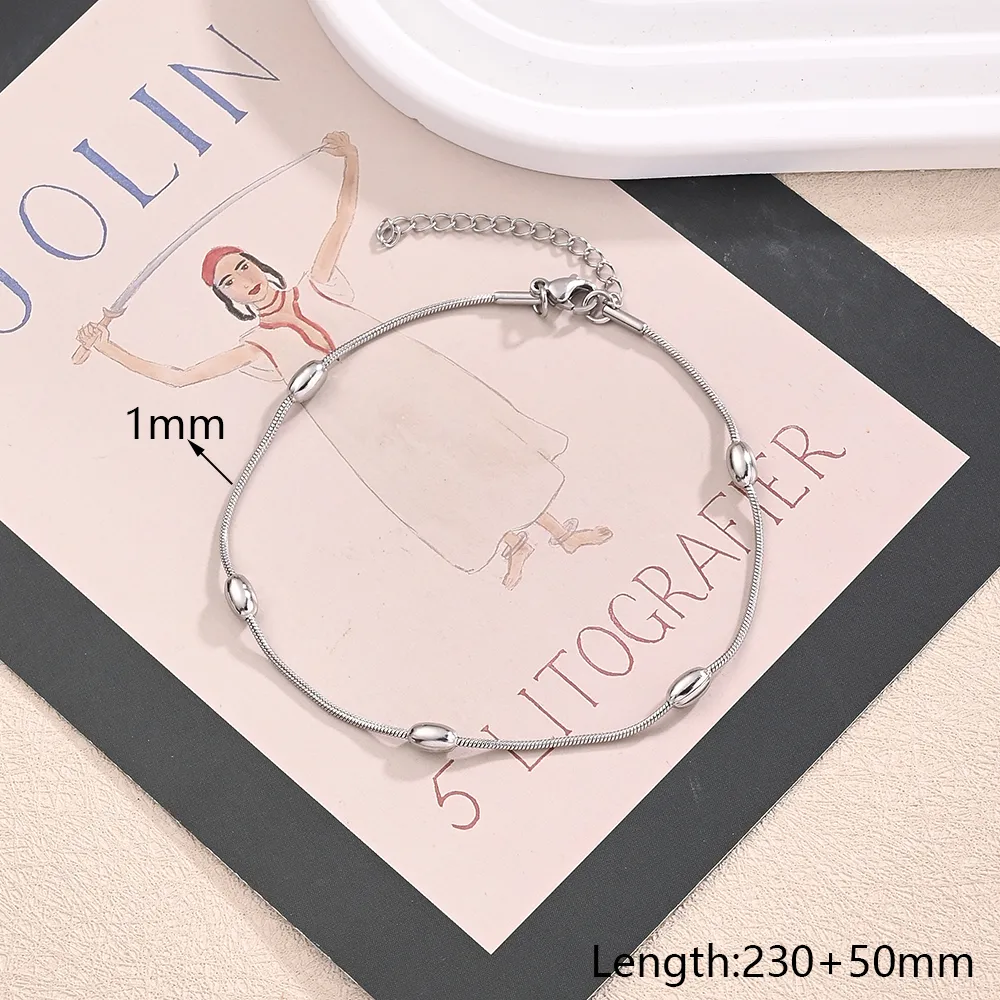 Casual Simple Style Classic Style Oval 304 Stainless Steel Handmade Polishing Unisex Bracelets display picture 3