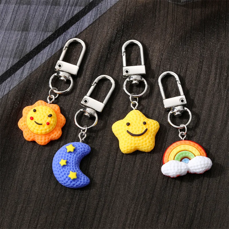 Cute Rainbow Star Moon Synthetic Resin Unisex Bag Pendant Keychain display picture 1