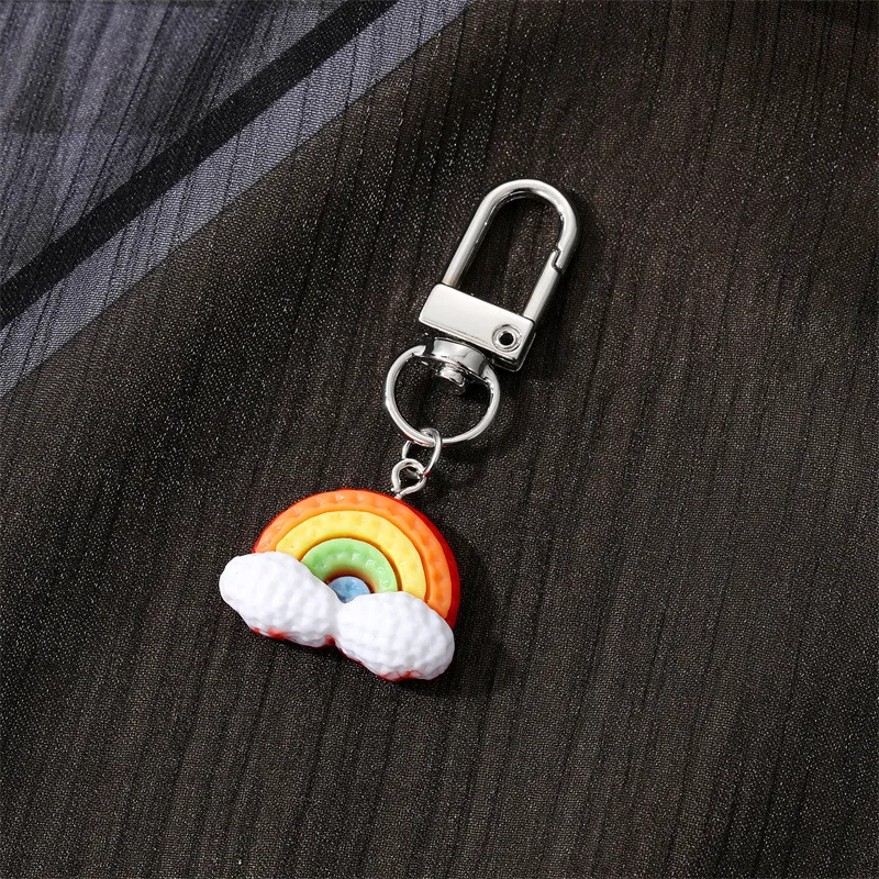 Cute Rainbow Star Moon Synthetic Resin Unisex Bag Pendant Keychain display picture 3