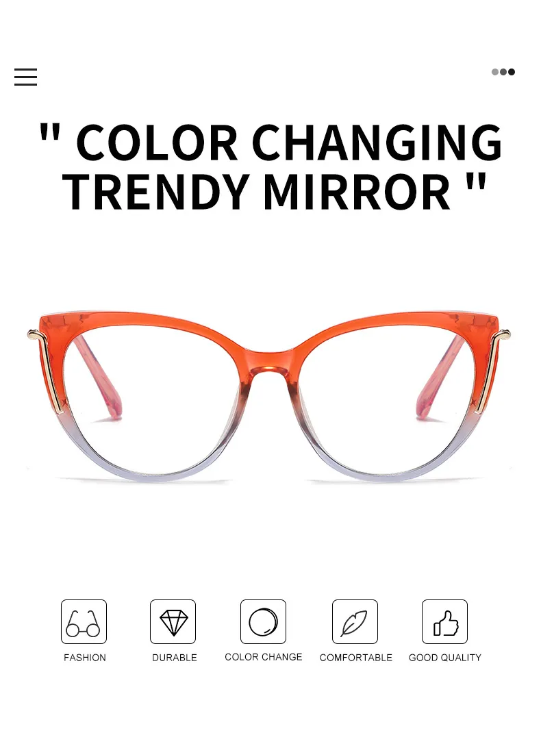 Modern Style Classic Style Geometric Pc Cat Eye Discoloration Full Frame Glasses display picture 5