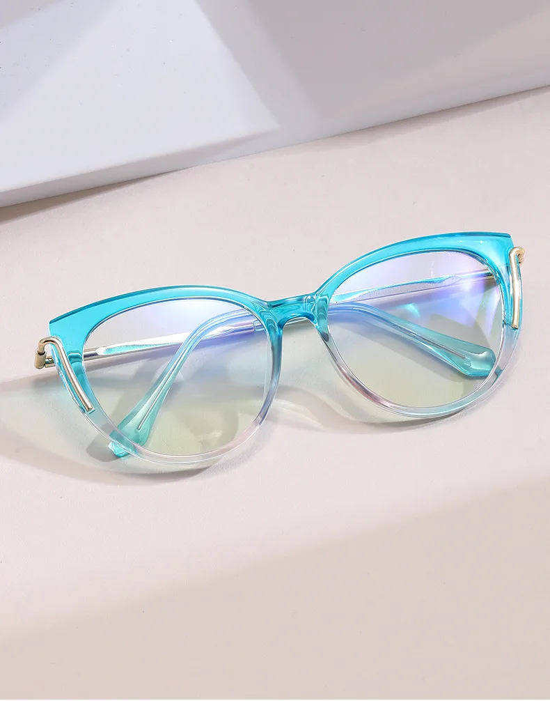 Modern Style Classic Style Geometric Pc Cat Eye Discoloration Full Frame Glasses display picture 6