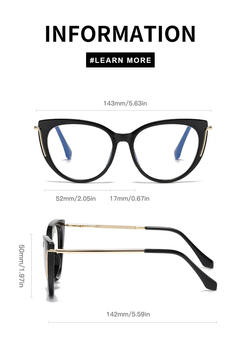 Modern Style Classic Style Geometric Pc Cat Eye Discoloration Full Frame Glasses display picture 9