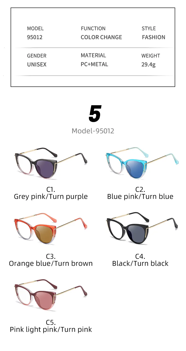 Modern Style Classic Style Geometric Pc Cat Eye Discoloration Full Frame Glasses display picture 10