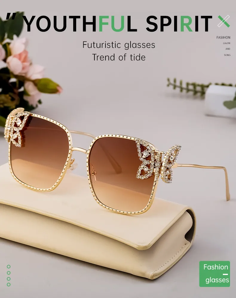 Elegant Hawaiian Vacation Butterfly Pc Square Full Frame Glasses display picture 1