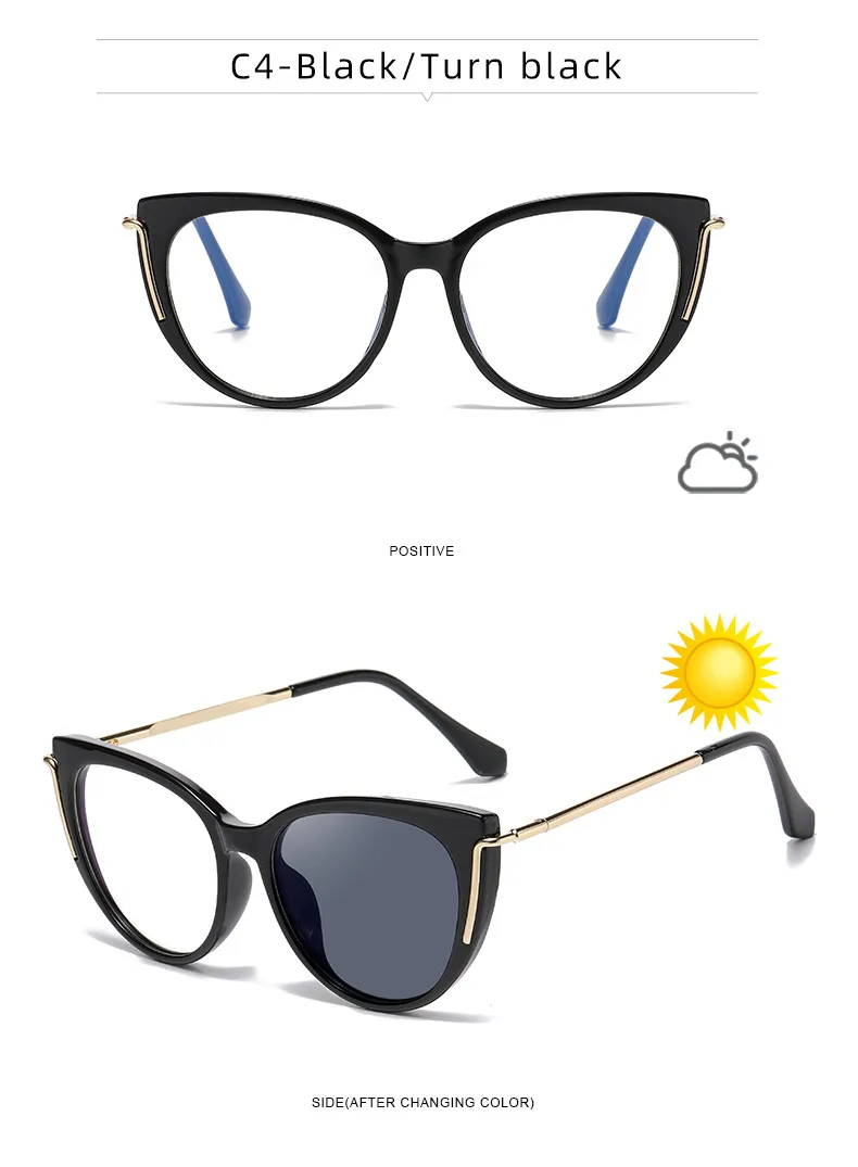 Modern Style Classic Style Geometric Pc Cat Eye Discoloration Full Frame Glasses display picture 16