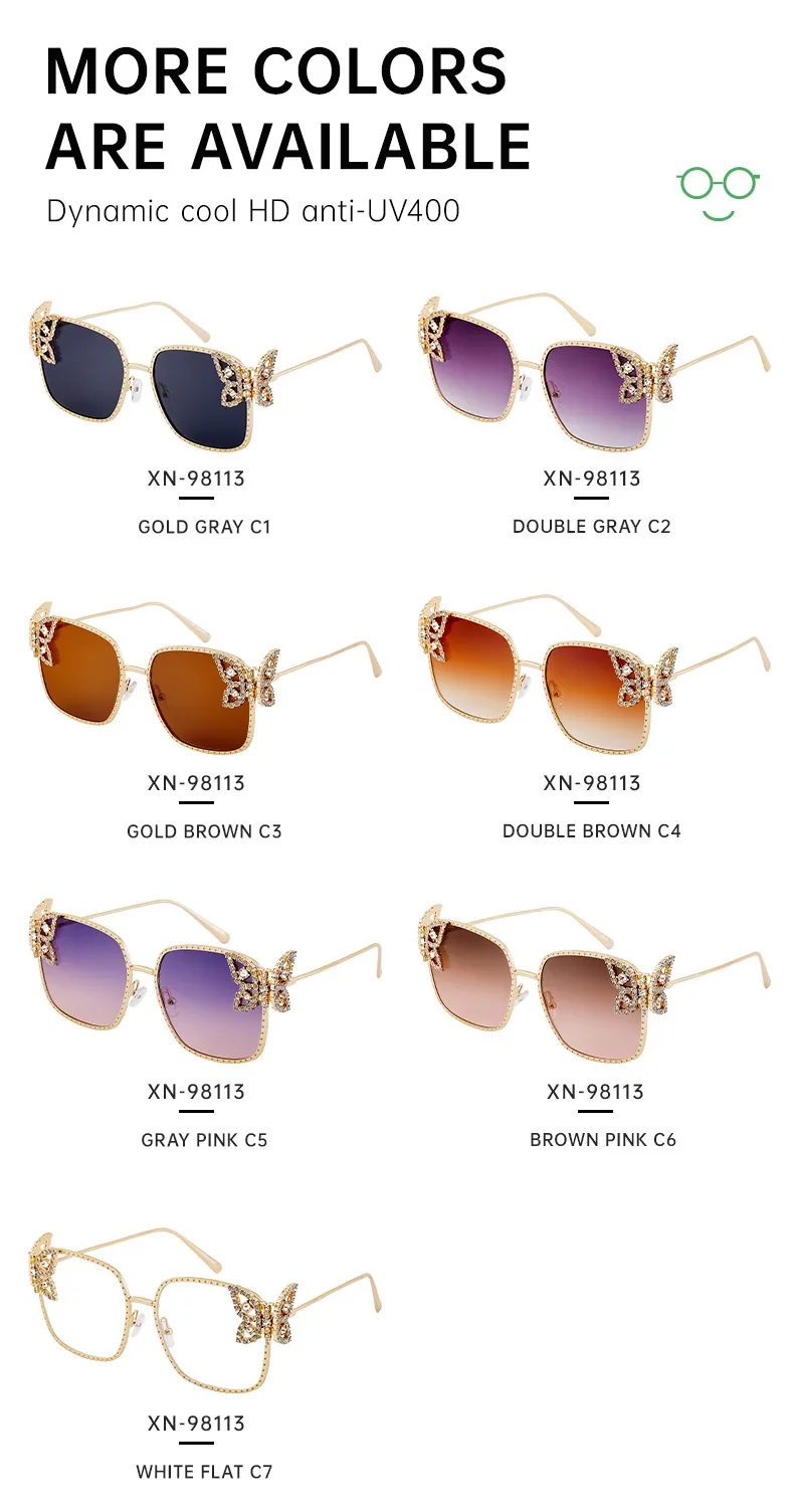Elegant Hawaiian Vacation Butterfly Pc Square Full Frame Glasses display picture 9