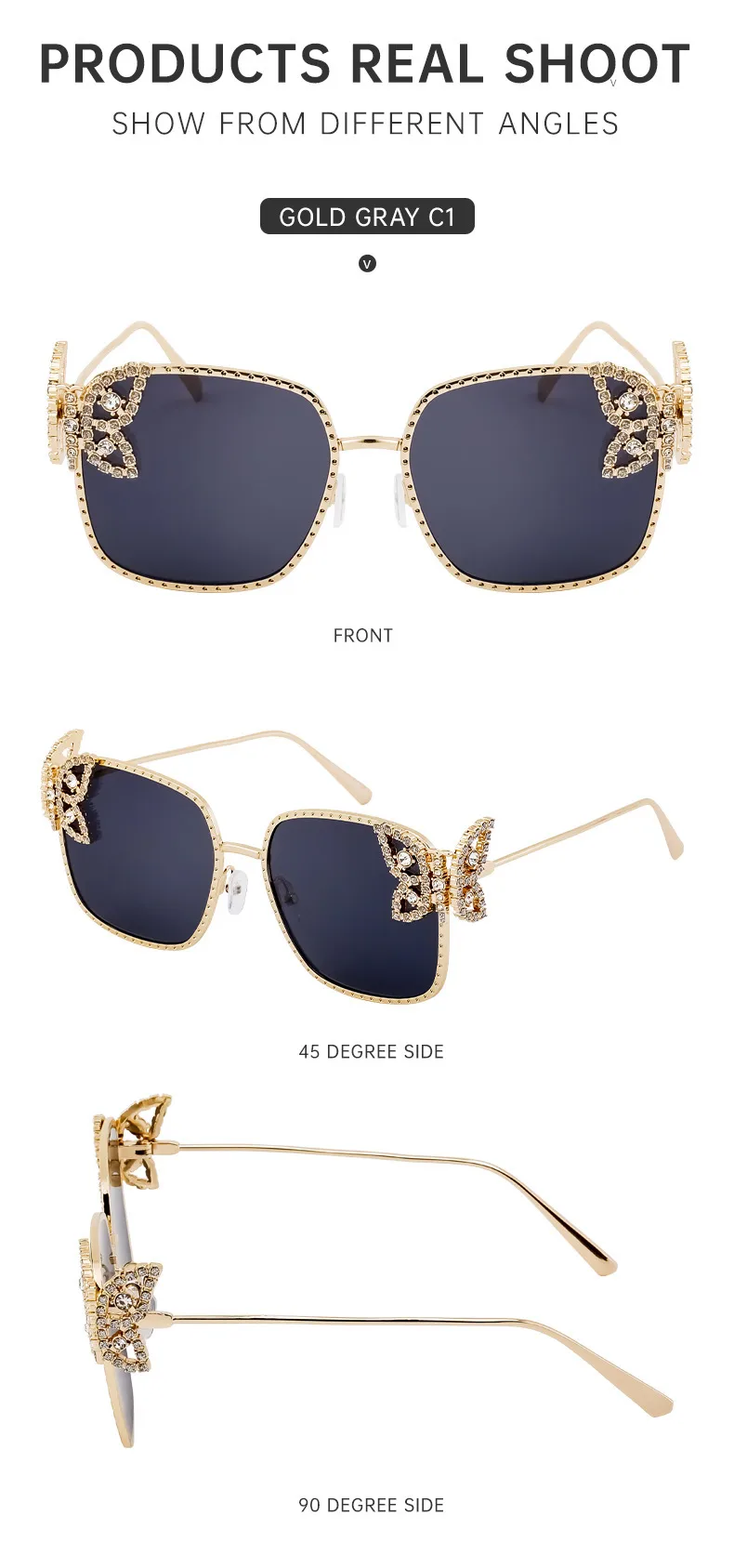 Elegant Hawaiian Vacation Butterfly Pc Square Full Frame Glasses display picture 11