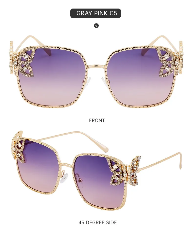 Elegant Hawaiian Vacation Butterfly Pc Square Full Frame Glasses display picture 15