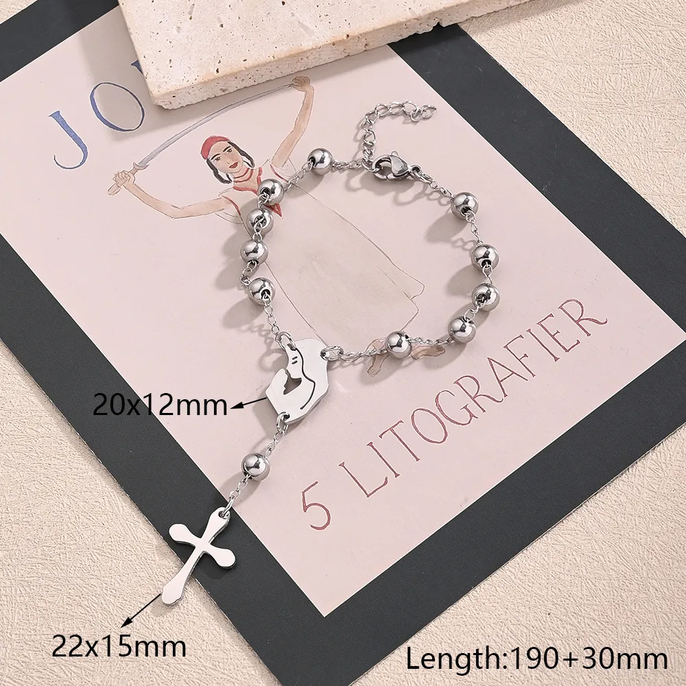 Casual Religion Simple Style Cross Virgin Mary Priest 304 Stainless Steel Handmade Polishing Unisex Bracelets display picture 5