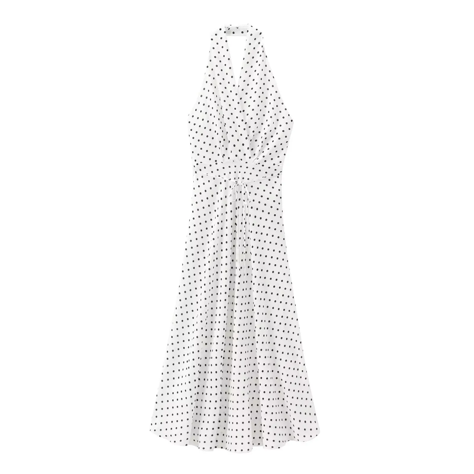 Women's Sheath Dress Elegant Halter Neck Sleeveless Round Dots Midi Dress Holiday Banquet Selfie display picture 1