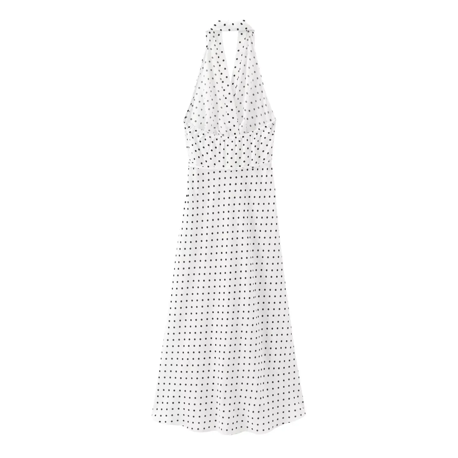 Women's Sheath Dress Elegant Halter Neck Sleeveless Round Dots Midi Dress Holiday Banquet Selfie display picture 2