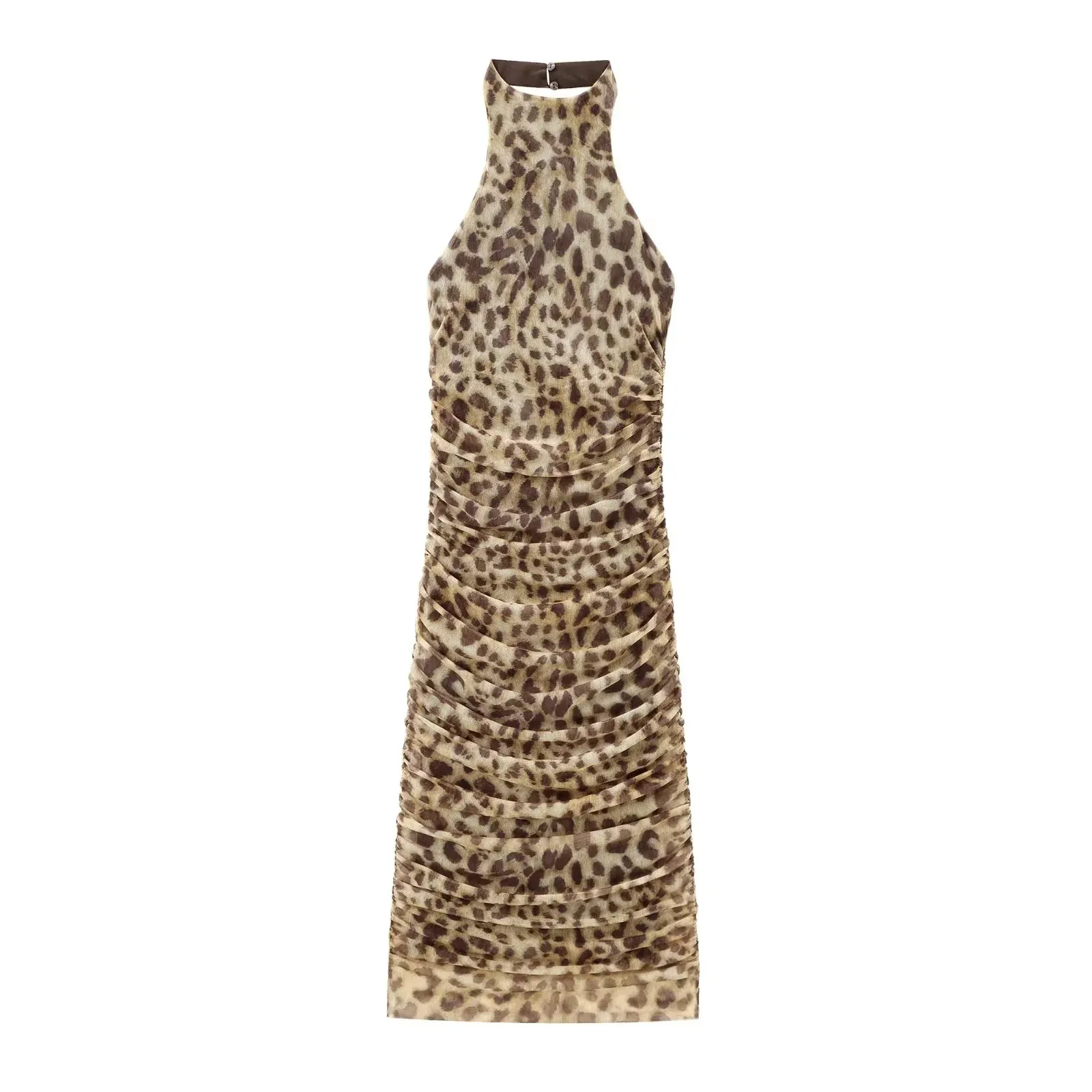 Women's Sheath Dress Elegant Halter Neck Sleeveless Leopard Midi Dress Holiday Banquet Selfie display picture 1