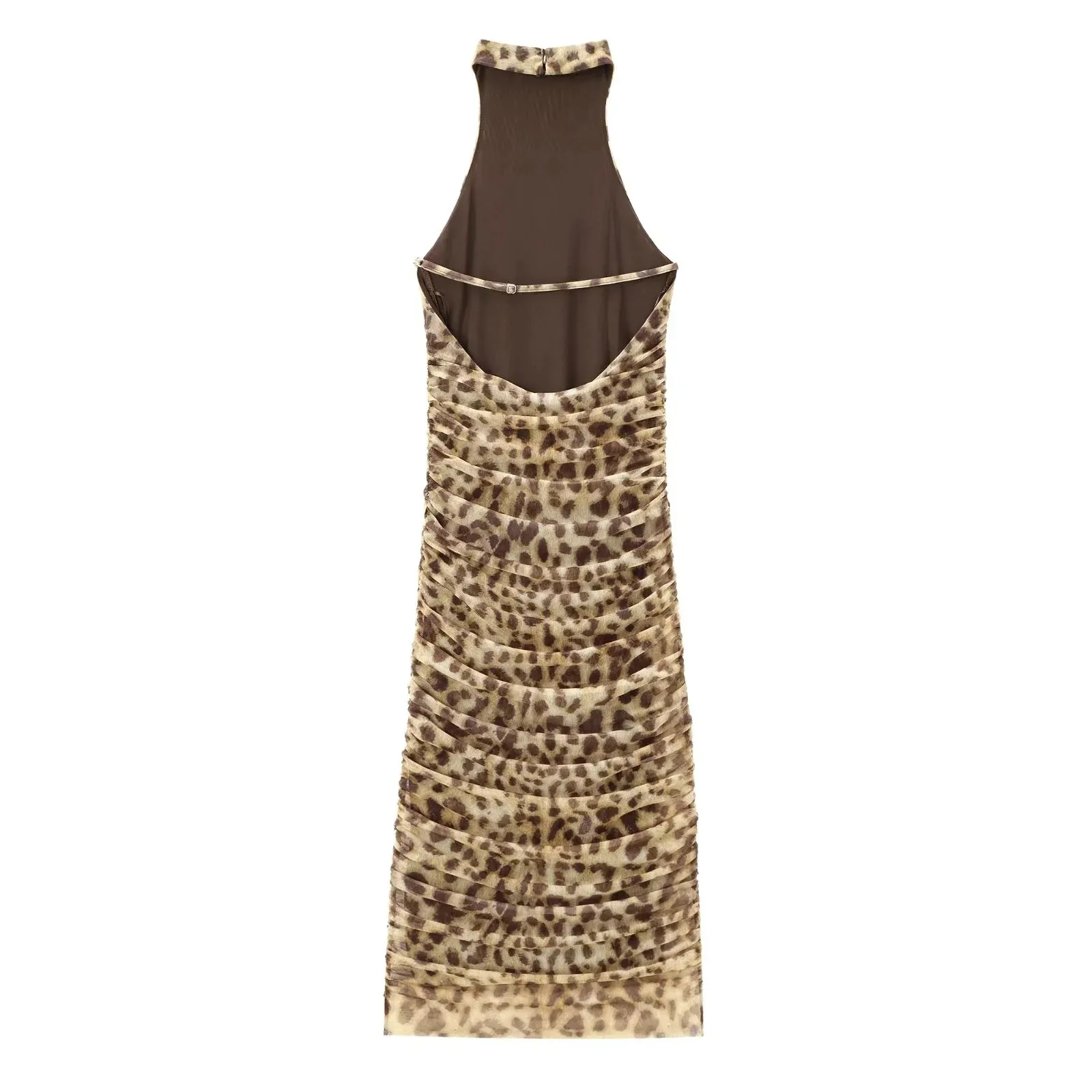 Women's Sheath Dress Elegant Halter Neck Sleeveless Leopard Midi Dress Holiday Banquet Selfie display picture 2