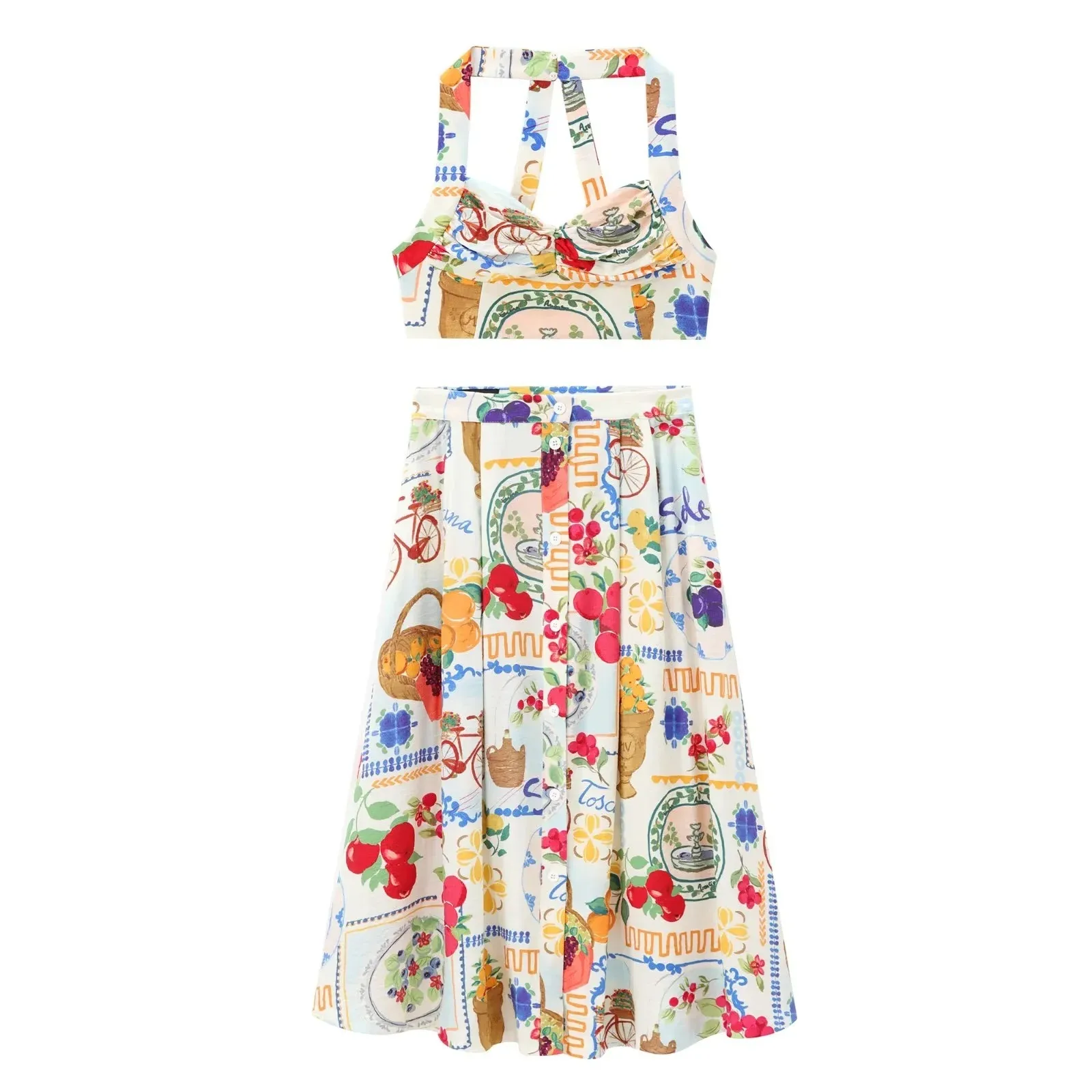 Holiday Banquet Selfie Women's Streetwear Printing Polyester Skirt Co-ord Set Shorts Sets display picture 1