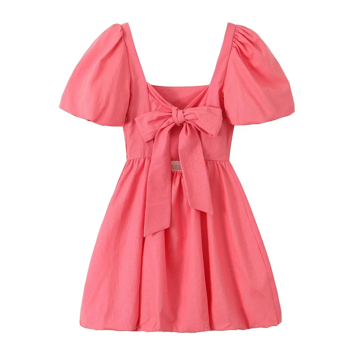 Women's Sheath Dress Elegant Square Neck Short Sleeve Solid Color Above Knee Holiday Banquet Selfie display picture 2
