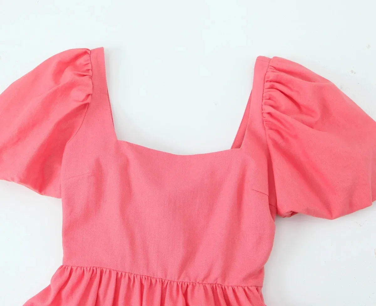 Women's Sheath Dress Elegant Square Neck Short Sleeve Solid Color Above Knee Holiday Banquet Selfie display picture 7