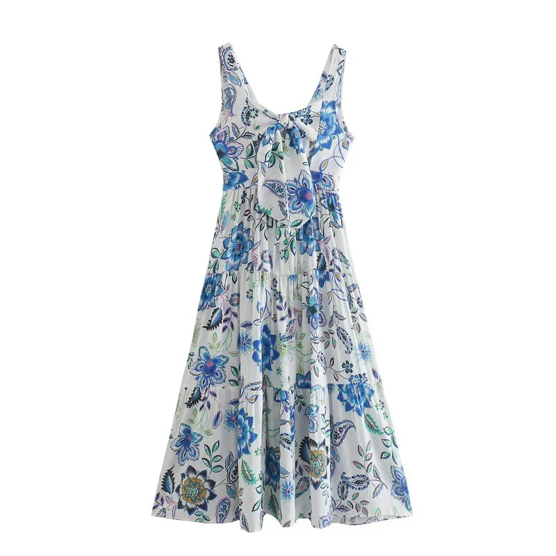 Women's Floral Dress Elegant V Neck Sleeveless Printing Midi Dress Holiday Banquet Selfie display picture 1