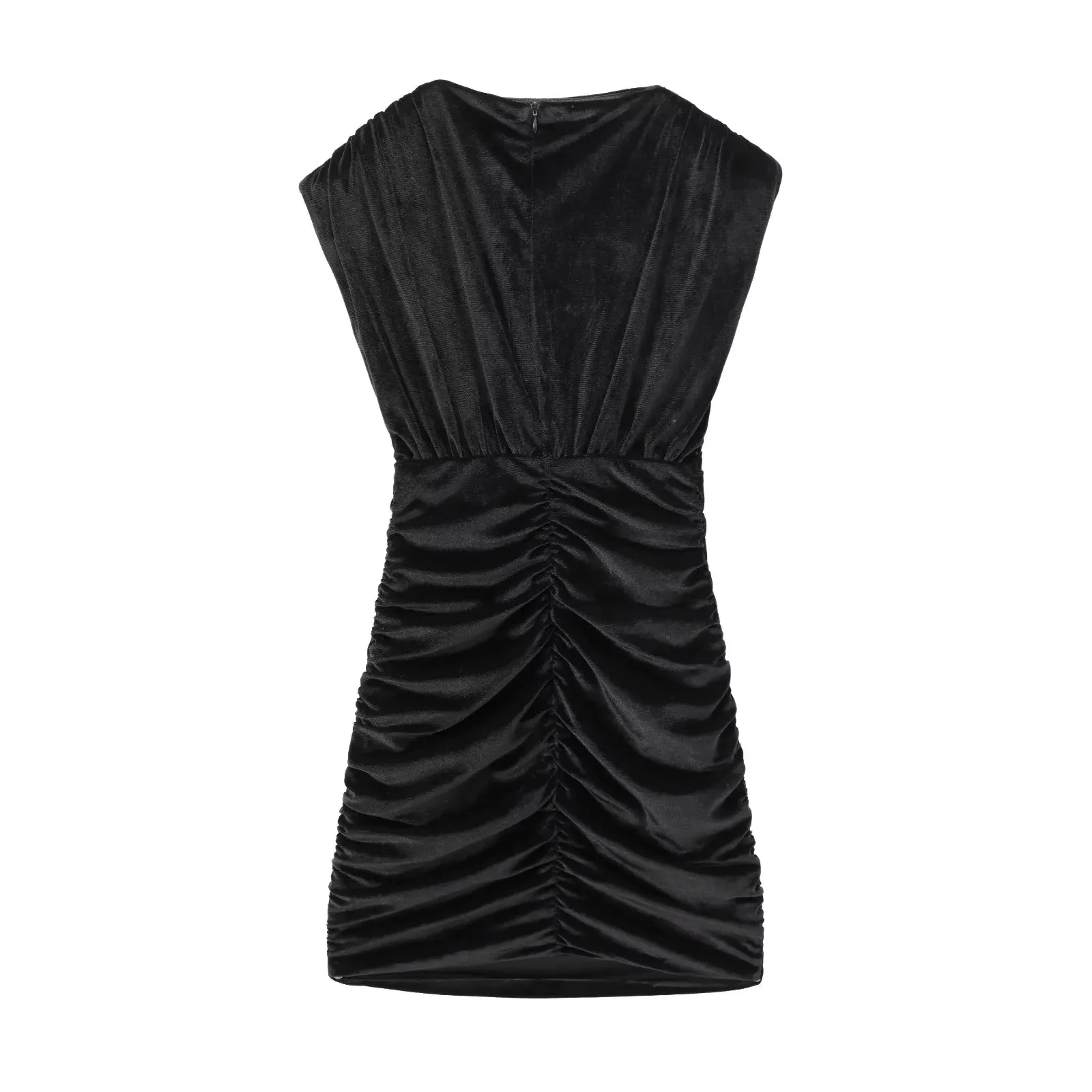Women's Sheath Dress Elegant Round Neck Pleated Sleeveless Solid Color Above Knee Casual Daily Party display picture 2