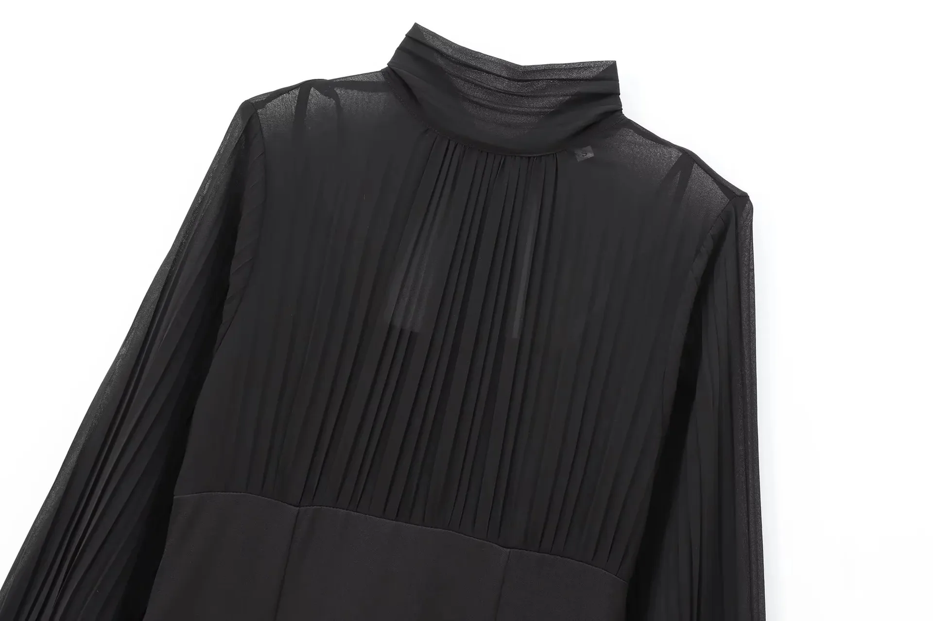 Women's T Shirt Dress Elegant Standing Collar Patchwork Long Sleeve Solid Color Above Knee Party Cocktail Party display picture 3